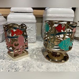 Bath and Body Works candle and foaming soap holders